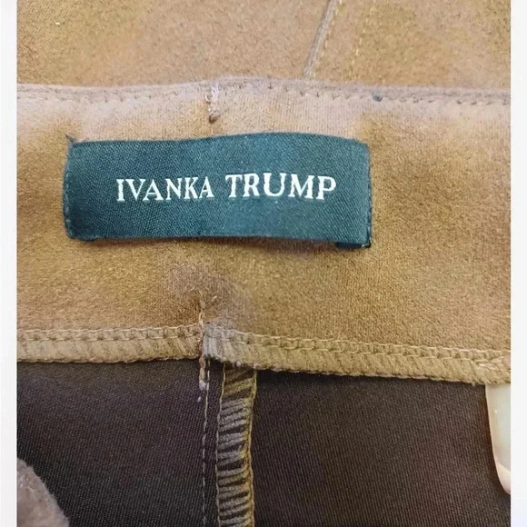 Ivanka Trump Faux  Suede Brown Stretch Pants Size P (12) - Picture 11 of 12